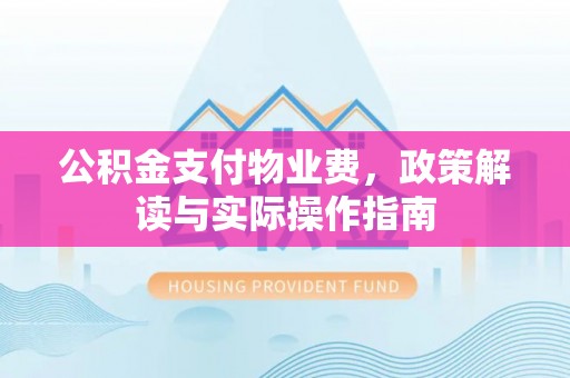 七美公积金支付物业费，政策解读与实际操作指南