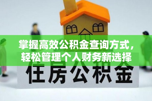 七美掌握高效公积金查询方式，轻松管理个人财务新选择